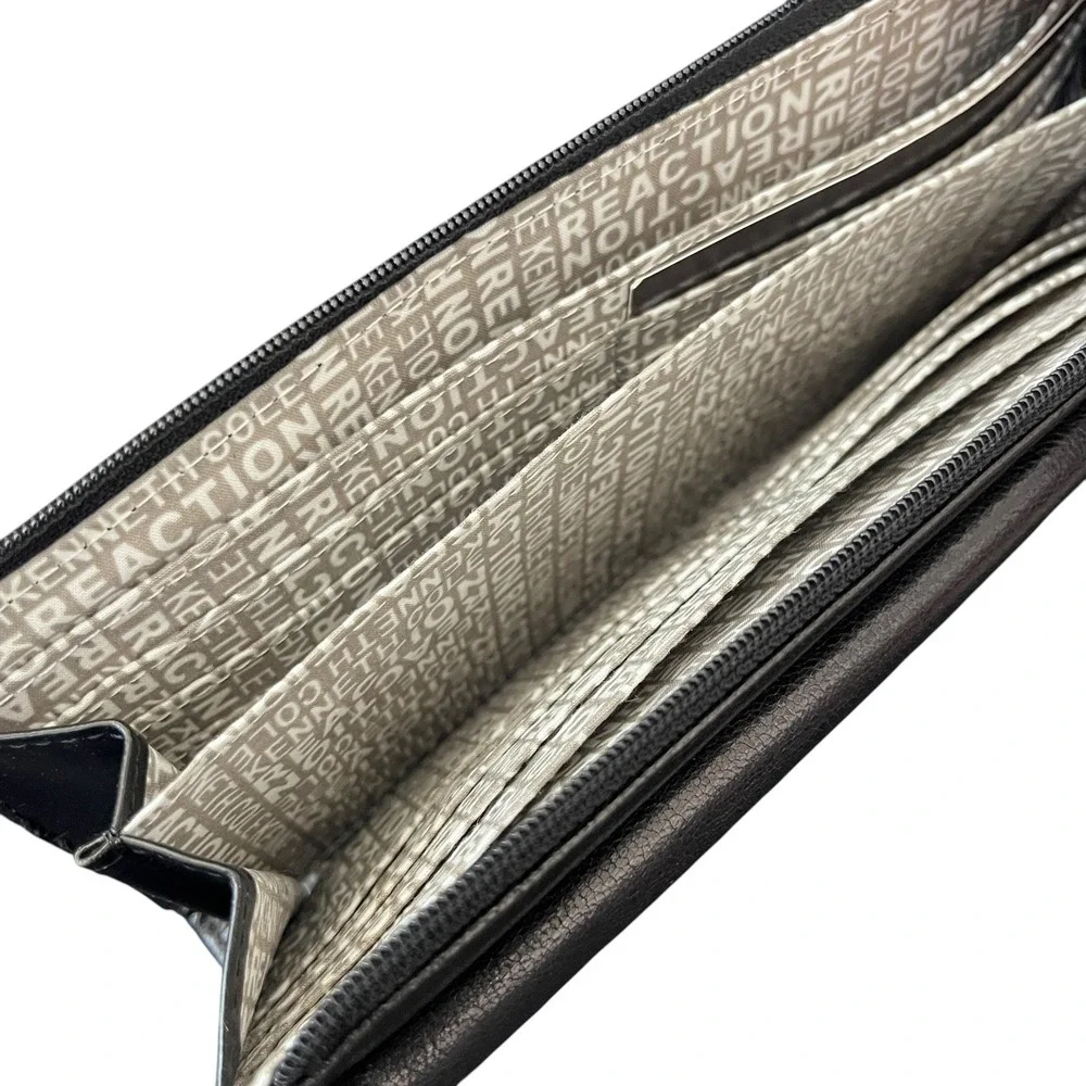 Kenneth Cole Reaction Black Leather Wallet Turn Lock Whipstitch 144542/KD8 NEW
